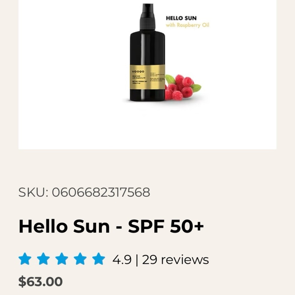 VOOQO Hello Sun Face Sunscreen SPF 50+ with Raspberry Oil